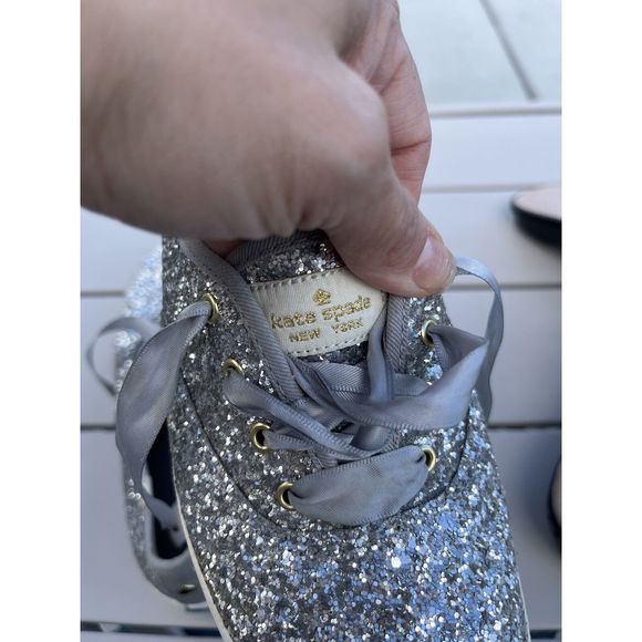 Keds For Kate Spade New York Glitter Sneakers  - Size 7 - Silver/ Gray - Picture 7 of 11